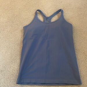 Light blue racer back tank with built-in bra.